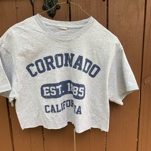 Up-cycled cropped Coronado CA tshirt